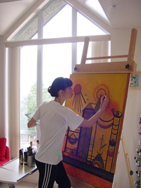 Lucie Marlo at work in her studio